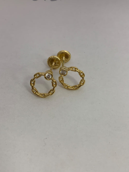 18K Yellow Gold  Earring with CZ