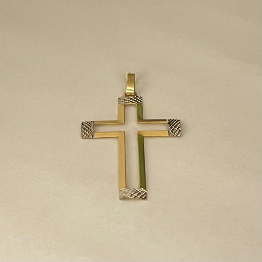 18K Two-Tone Gold Cross  Pendant