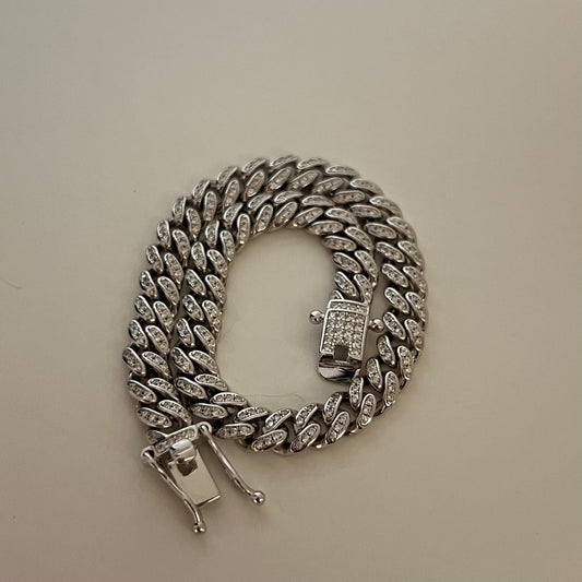 Silver Miami Cuban  Bracelet with CZ