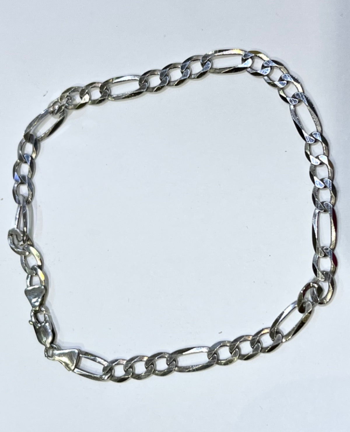 White Silver Figaro  Men's Bracelet