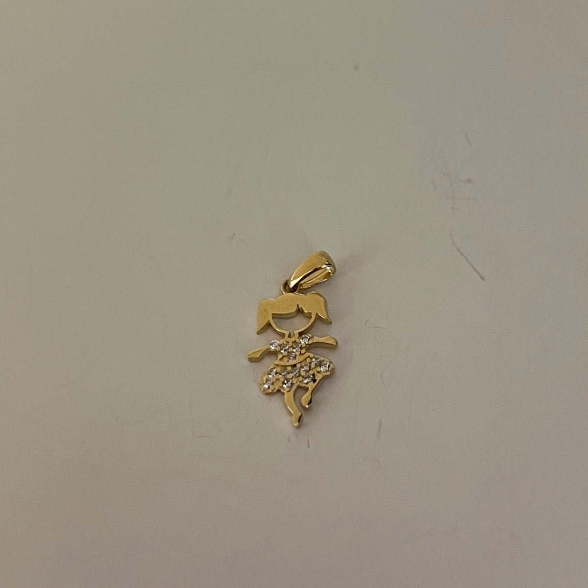 18K Yellow Gold Girl  Pendant with CZ