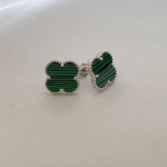 Silver Four Leaf Clover  Earring