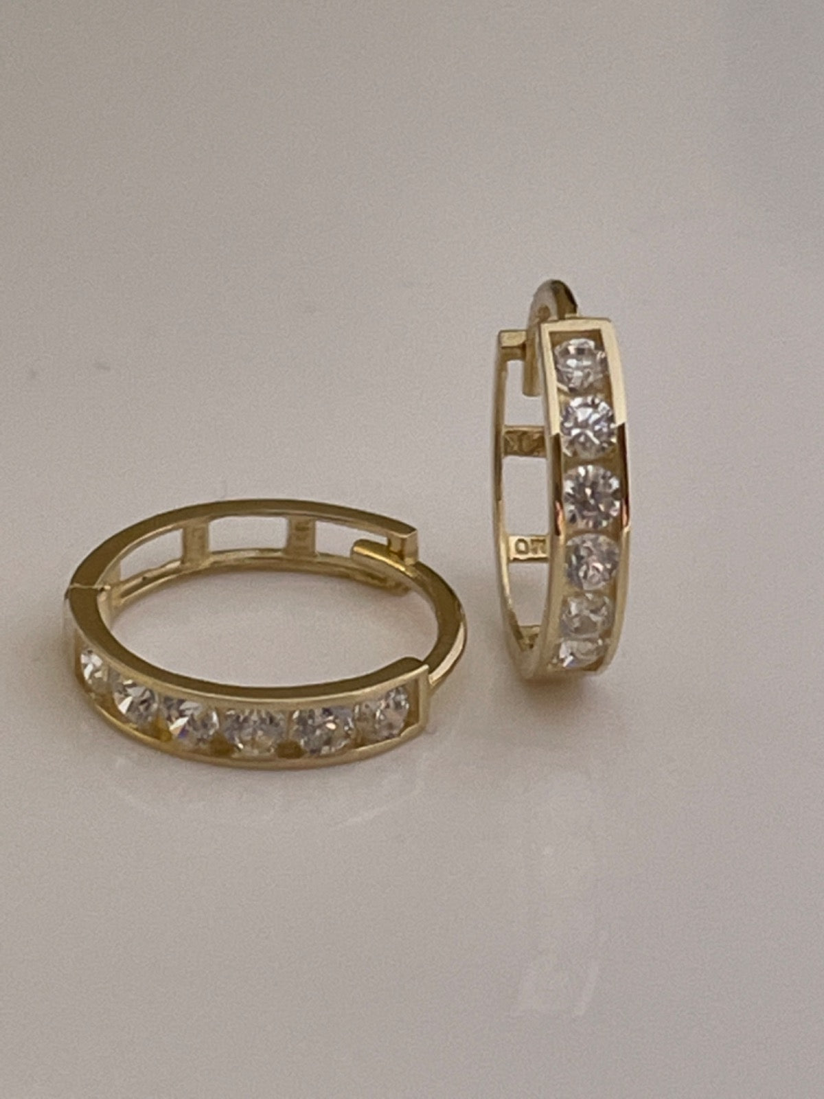 14K Yellow Gold Hoop Earring with CZ