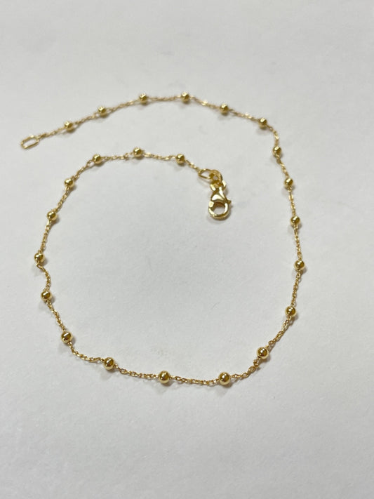 18K Yellow Gold Ball Anklet