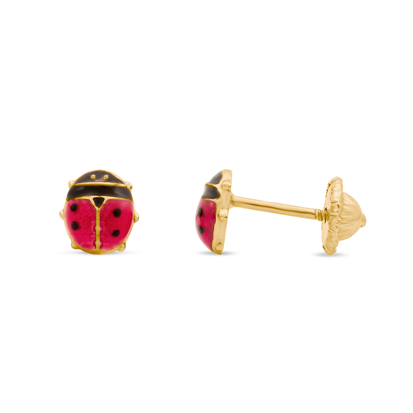 18K Yellow Gold Ladybug Earrings