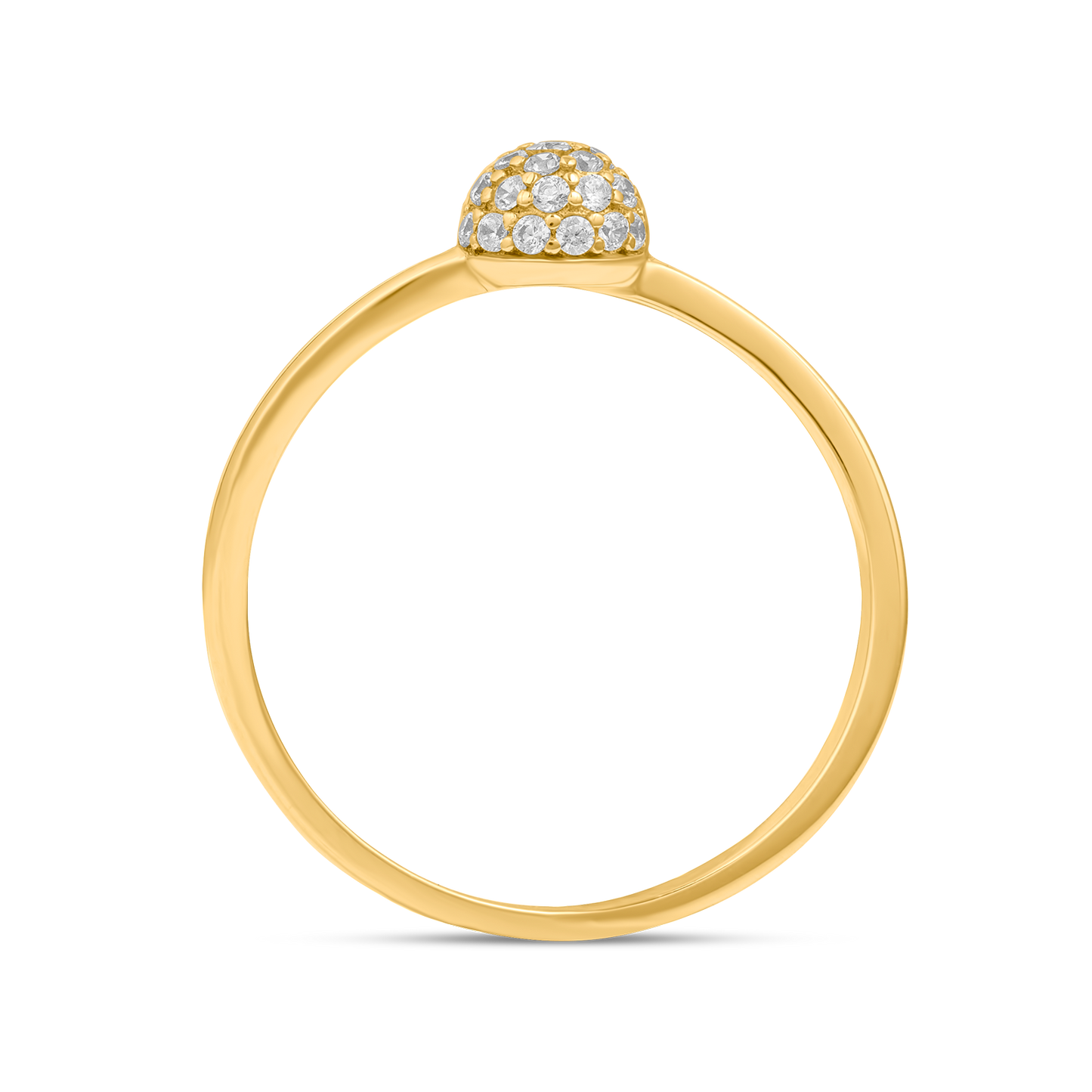 18K Yellow Gold Smooth Ball and Pavé CZs Ring