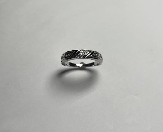 Silver  Wedding Band with CZ