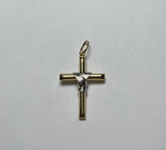 18K Two-Tone Gold Cross  Pendant