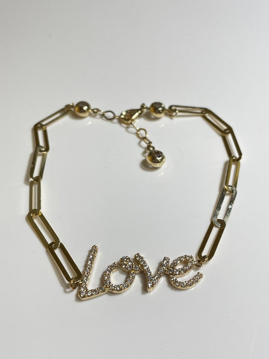 14K Yellow Gold Love Bracelet with Diamond