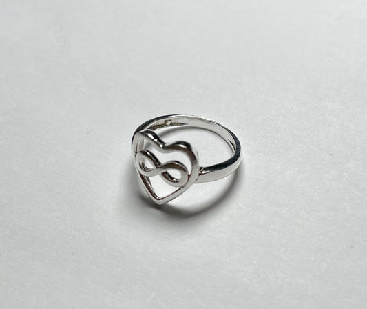 Silver Heart And Infinity Ring