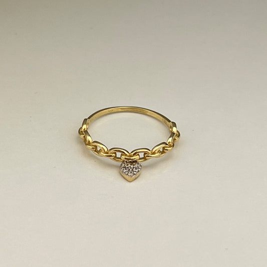 18K Yellow Gold Heart Ring with CZ