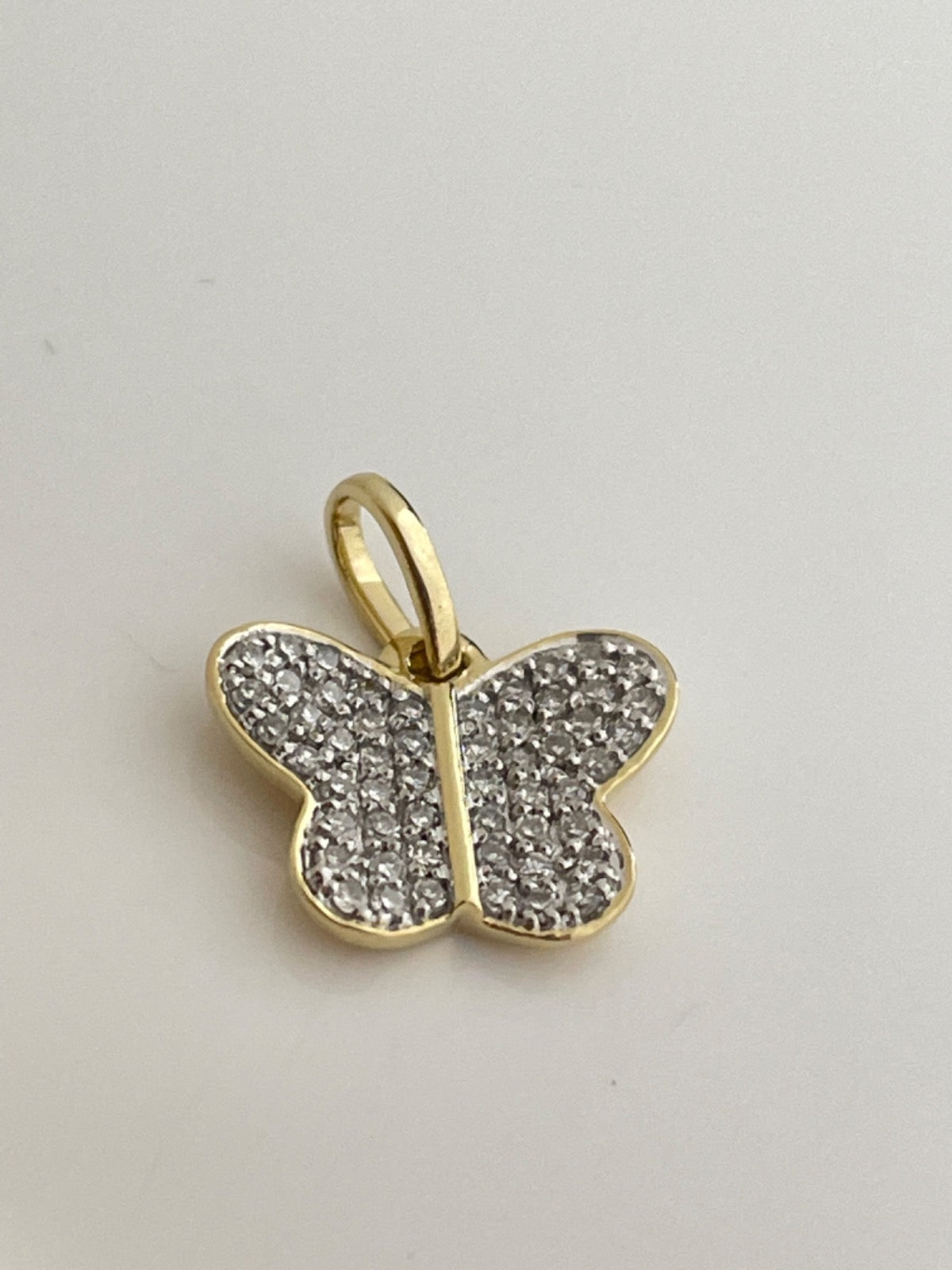 14K Yellow Gold Butterfly  Pendant with CZ