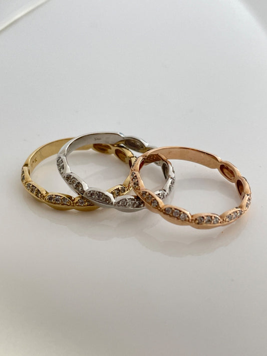 14K Tri-Tone Gold  Ring with Diamond