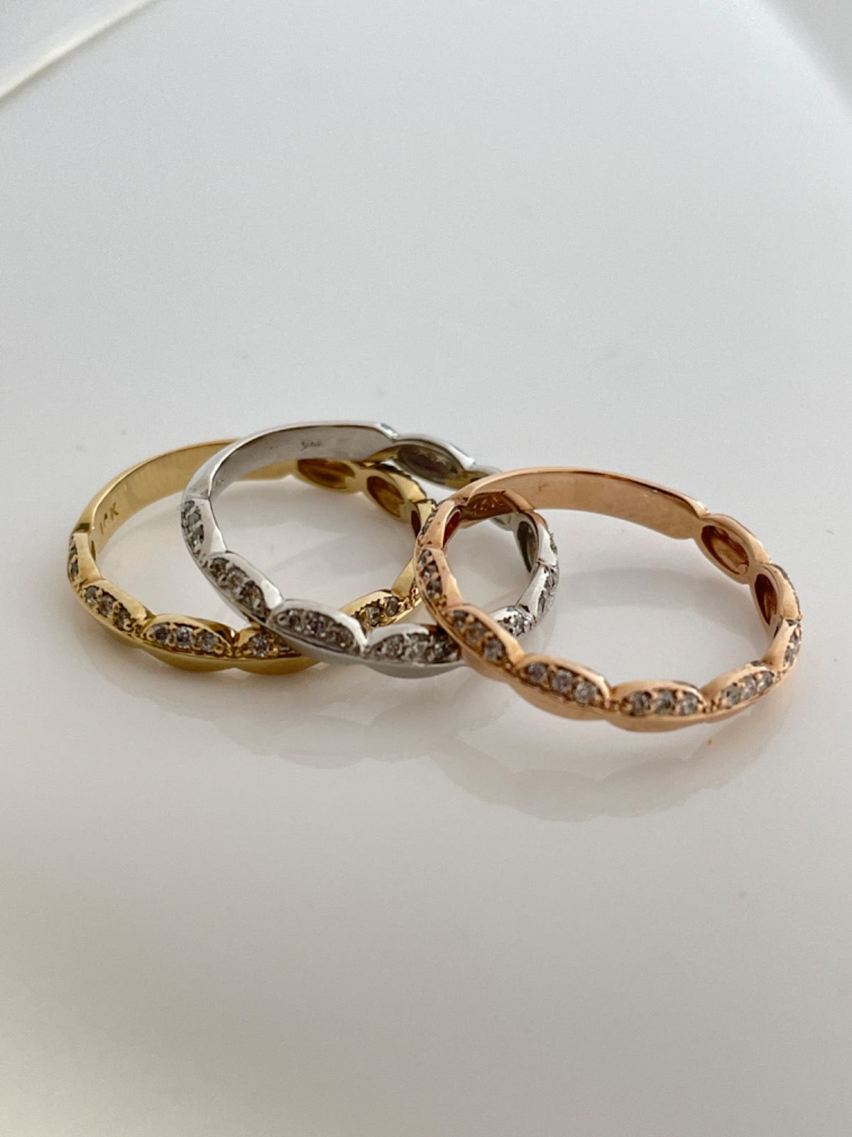 14K Tri-Tone Gold  Ring with Diamond
