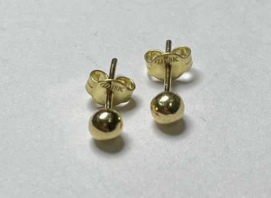 18K Yellow Gold 4mm Ball  Earrings