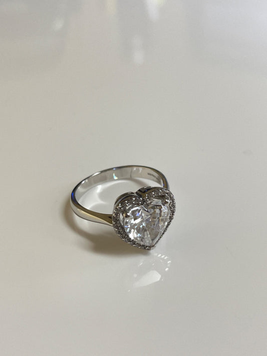 Silver Heart Ring with CZ