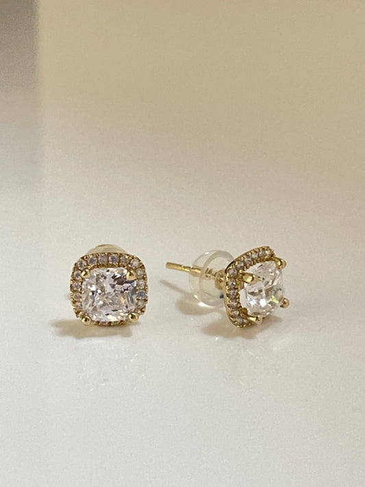 14K Yellow Gold Stud  Earring with CZ