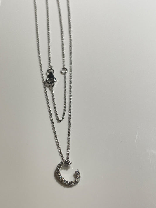 Silver Letter C Chain with CZ