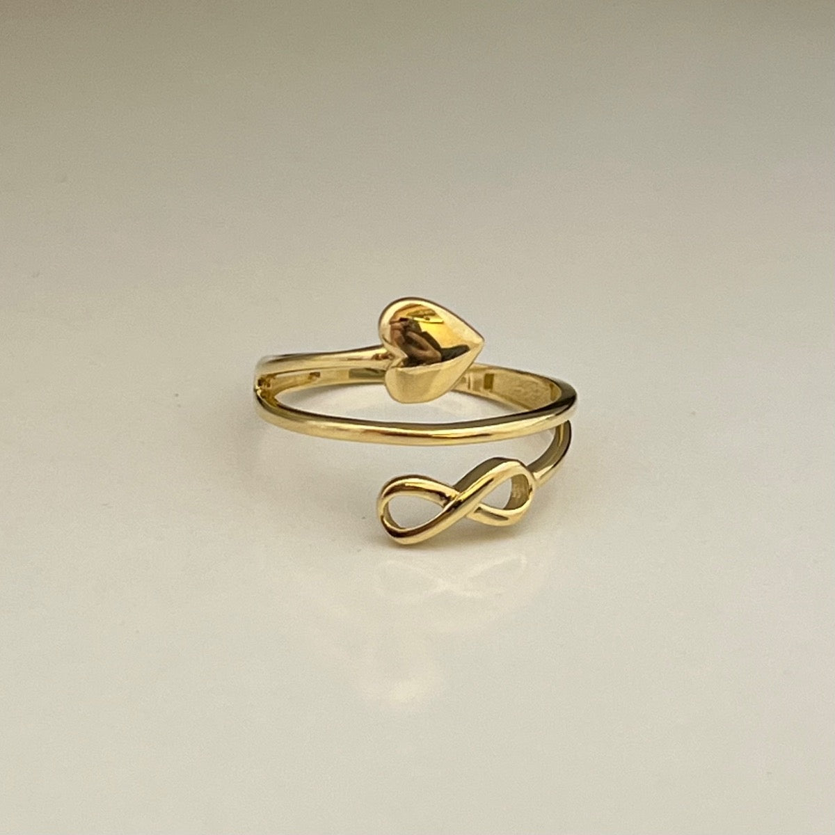 18K Yellow Gold Heart And Infinity  Ring