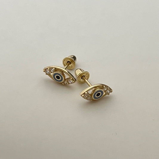 14K Yellow Gold Eye Earring with CZ