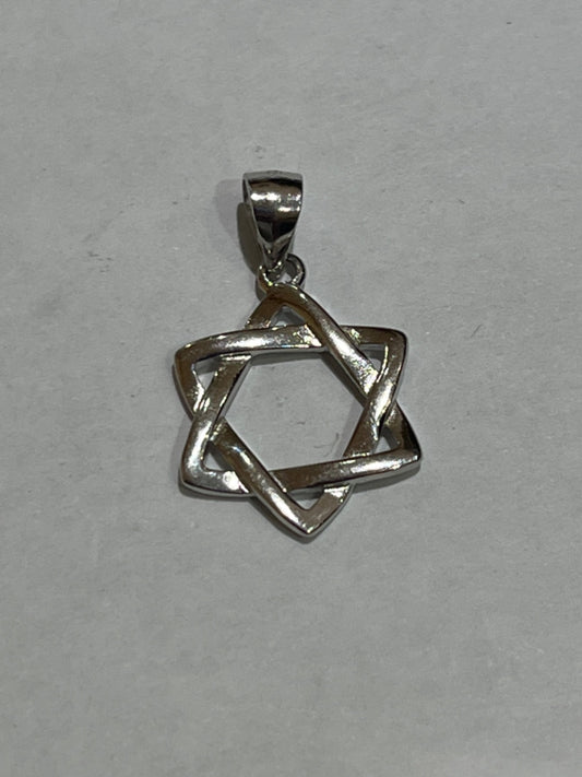 White Silver Star Of David Pendant