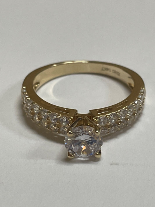 14K Yellow Gold Engagement  Ring with CZ