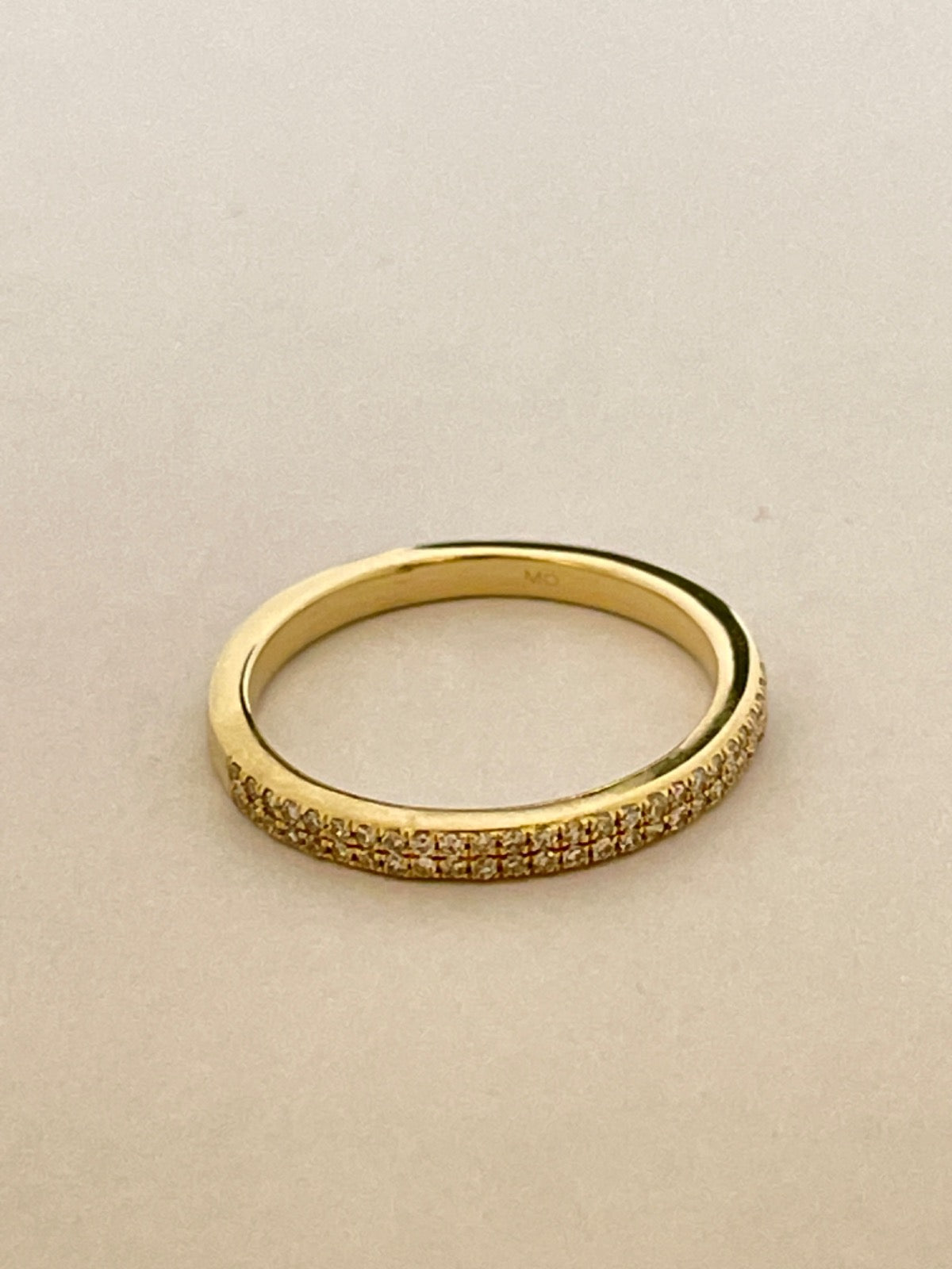 14K Yellow Gold Band  Ring with Diamond