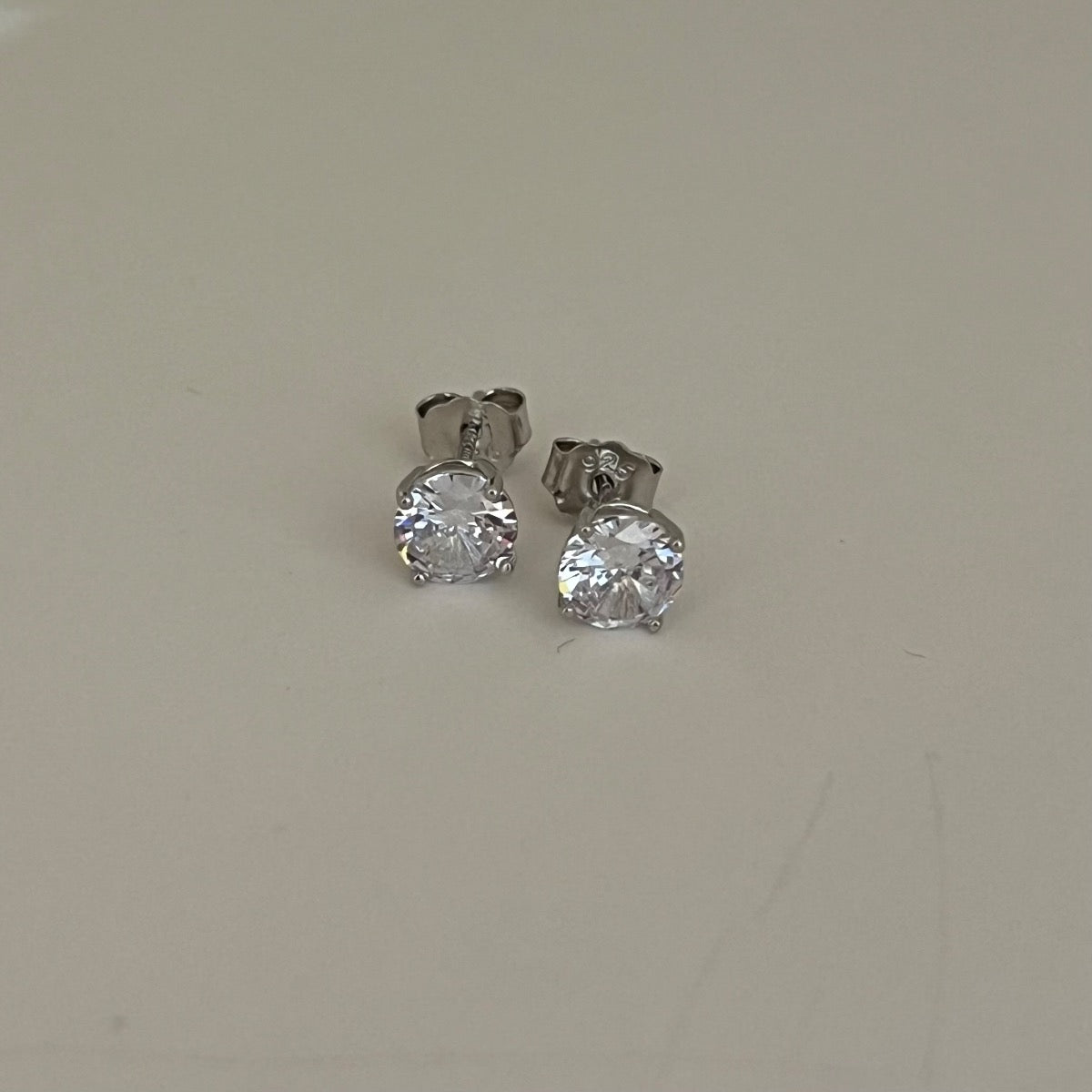 Silver 6mm Earring with CZ