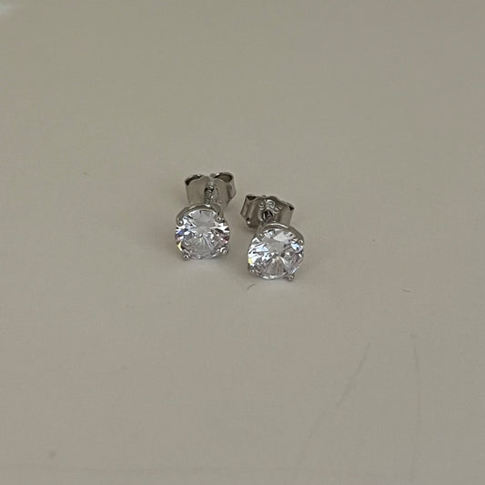 Silver 6mm Earring with CZ