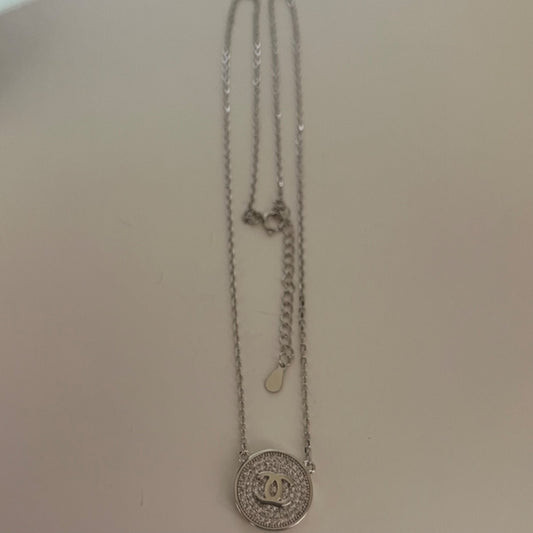 Silver C’s  Charm Necklace Set with CZ