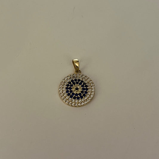 18K Yellow Gold Evil Eye  Pendant with CZ