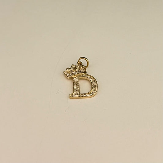 14K Yellow Gold Letter “D”  Pendant with CZ