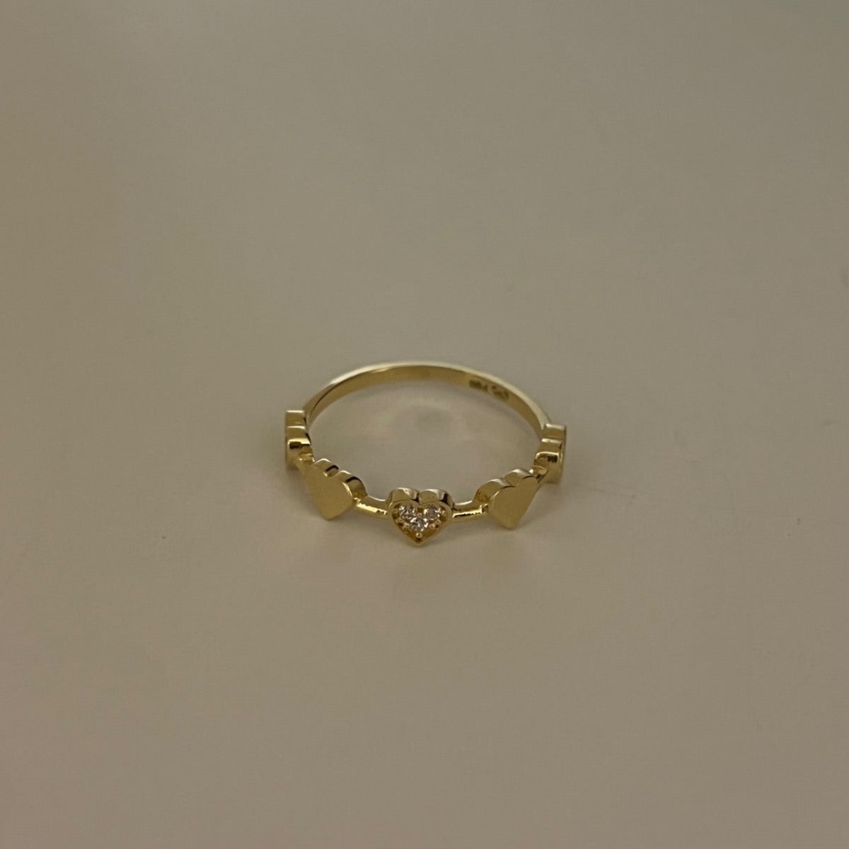 18K Yellow Gold Heart  Ring with CZ