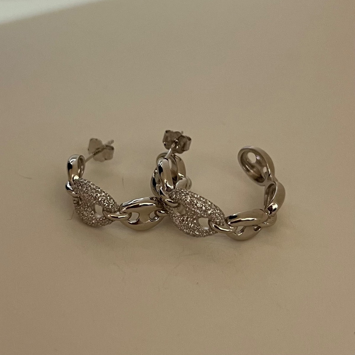 Silver Hoop  Earring with CZ