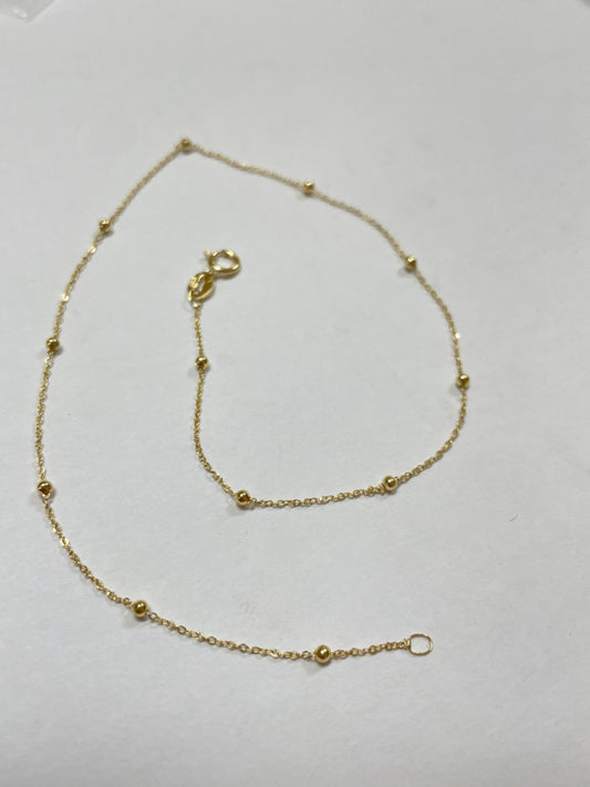 18K Yellow Gold Ball Anklet