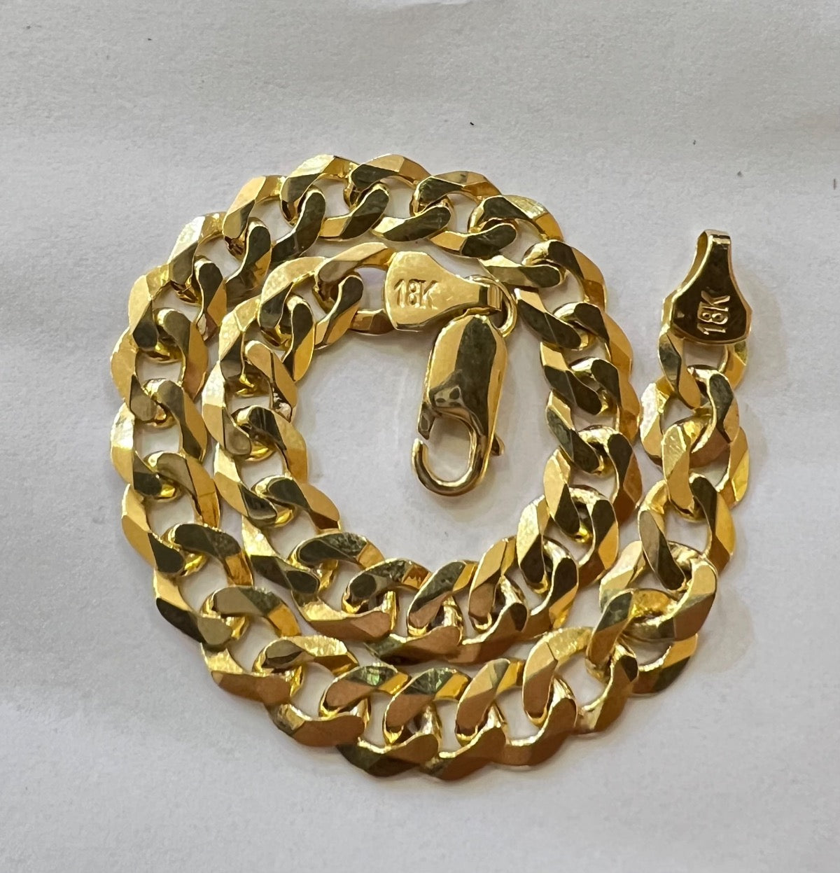 18K Yellow Gold Curb Chain  Men's Bracelet