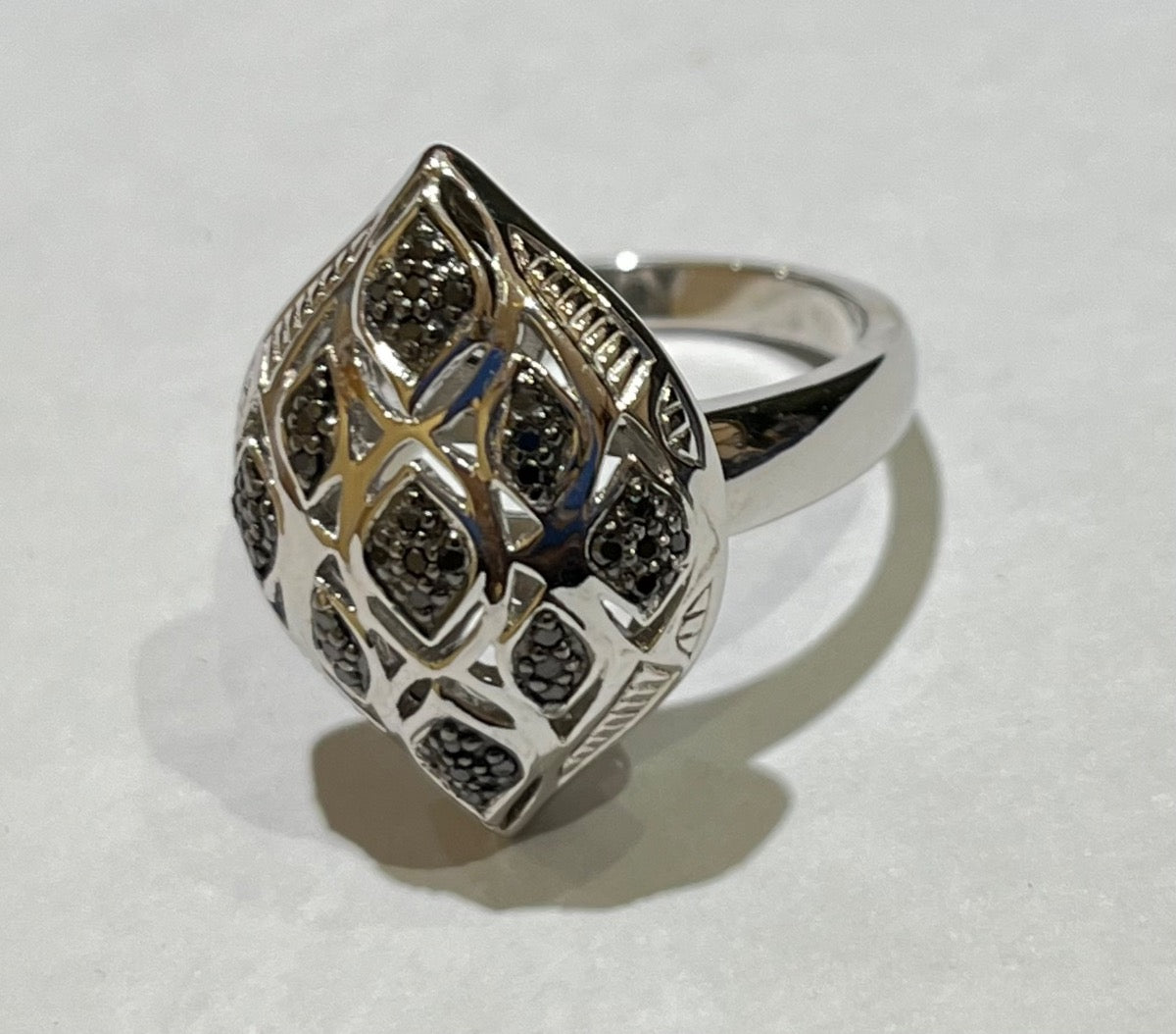 Silver  Ring with Black Diamond