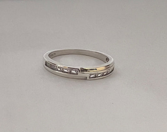 Silver  Wedding Band with CZ