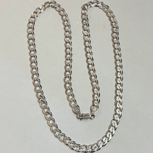 Silver Diamond Cut Cuban Link  Chain