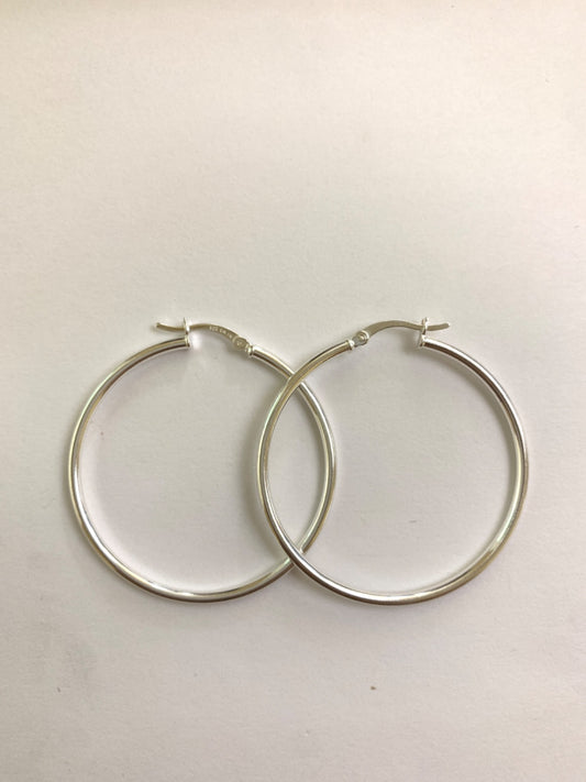 White Silver Hoop Earring