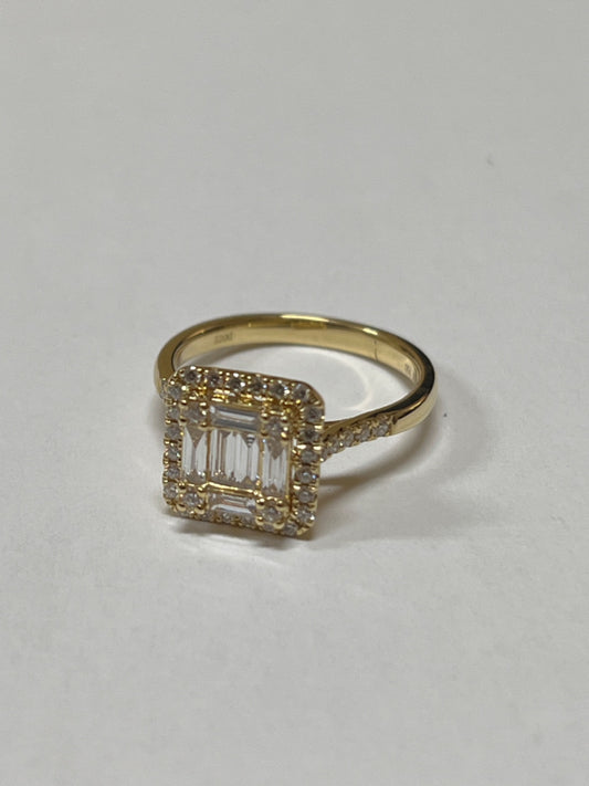 18K Yellow Gold 18K Gold Emerald Cut Diamond Ring Ring with Diamond