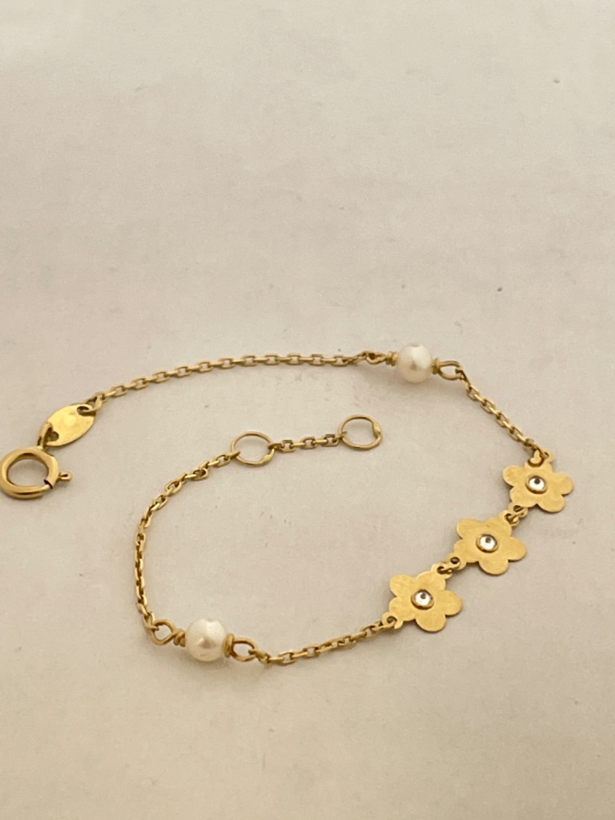 18K Yellow Gold  Baby Bracelet with CZ