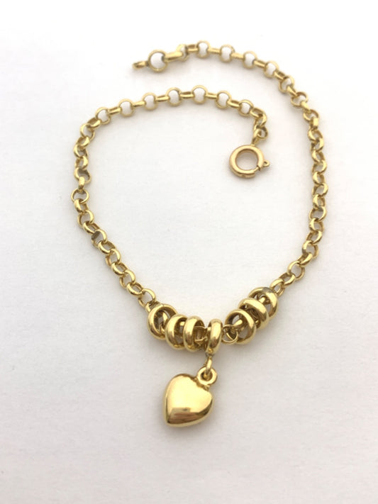 18K Yellow Gold Heart  Bracelet