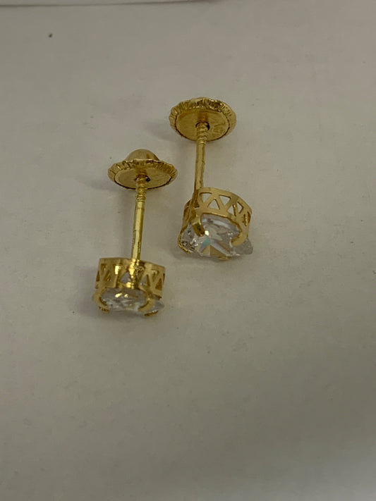 18K Yellow Gold  Earring with CZ