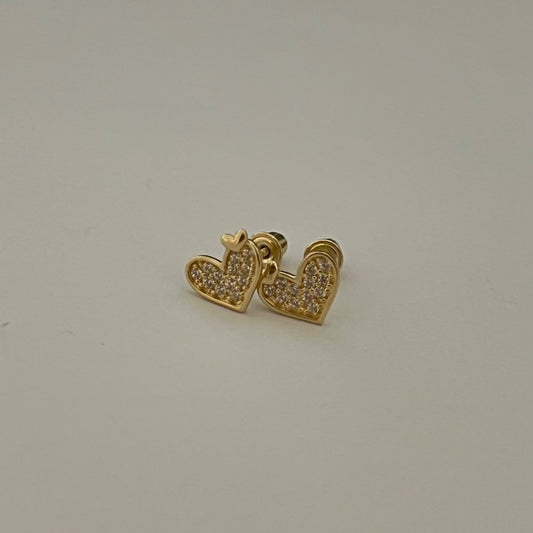 14K Yellow Gold Heart  Earring with CZ