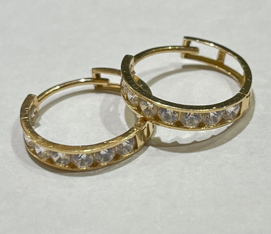 14K Yellow Gold Hoop Earring with CZ