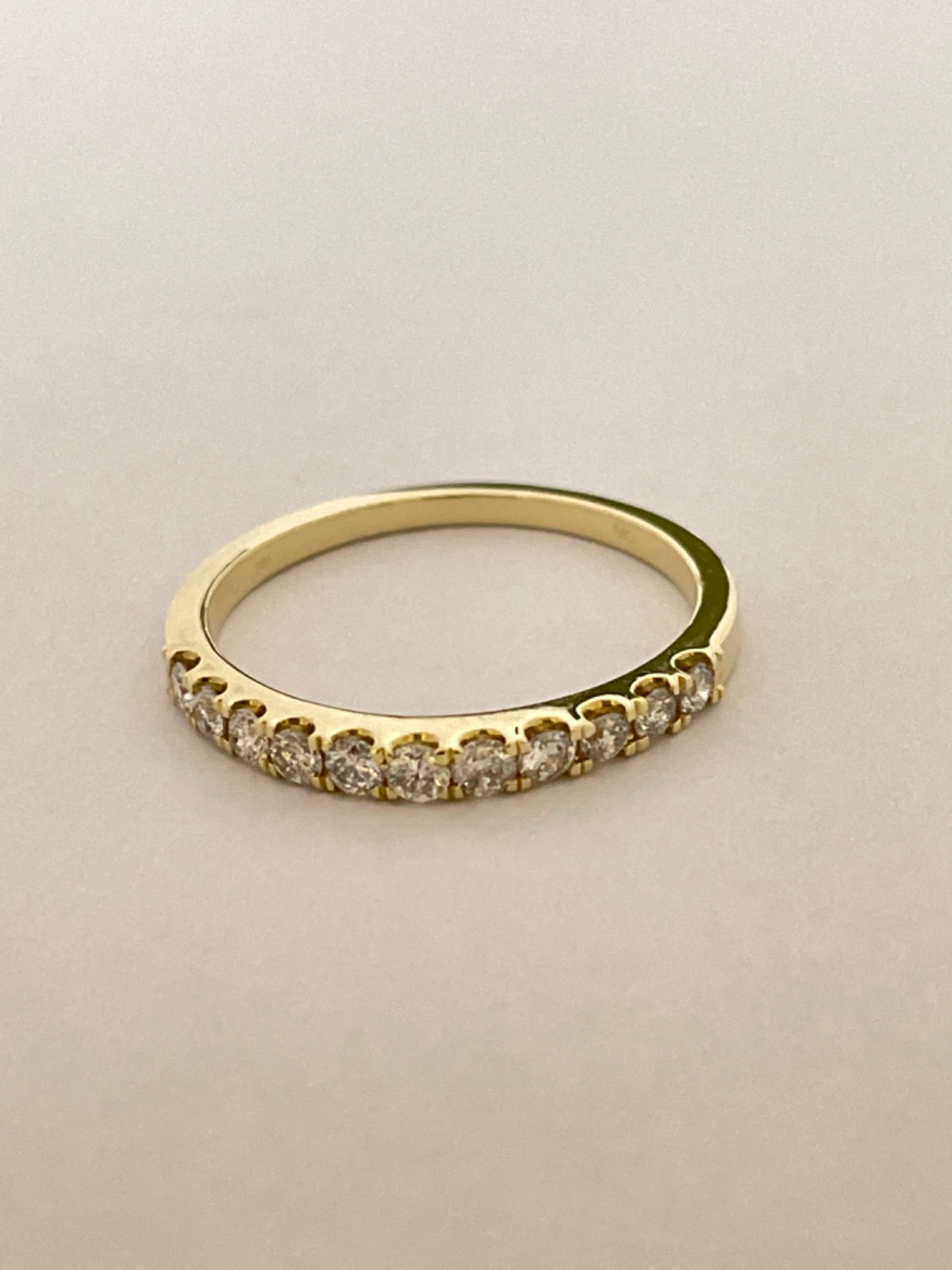 14K Yellow Gold Band Ring with Diamond