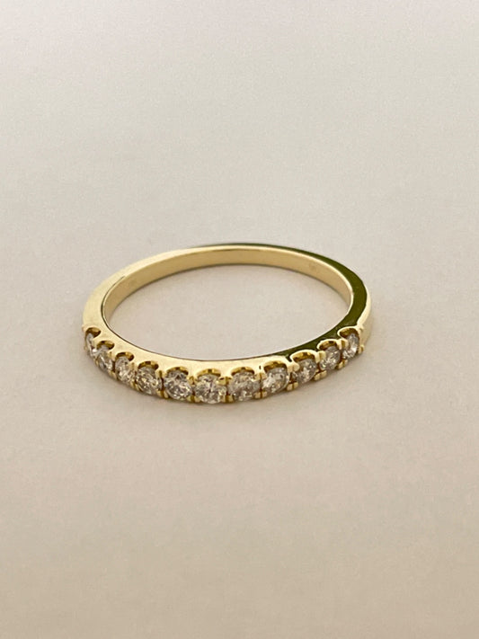 14K Yellow Gold Band Ring with Diamond