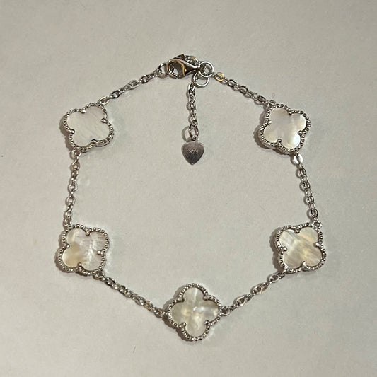 Silver Four Leaf Clover  Bracelet