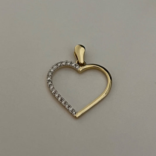 14K Yellow Gold Heart  Pendant with Diamond